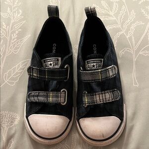 Converse Kids Gently Used Black/Green Plaid Sneakers